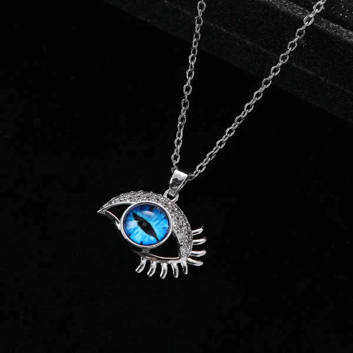 Wholesale Vintage Style Eye Stainless Steel Titanium Steel Plating Inlay Zircon Pendant Necklace