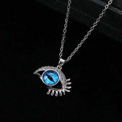 Wholesale Vintage Style Eye Stainless Steel Titanium Steel Plating Inlay Zircon Pendant Necklace