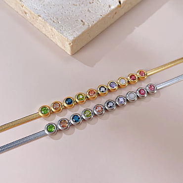 Vintage Style French Style Colorful Stainless Steel Inlay Zircon Bracelets