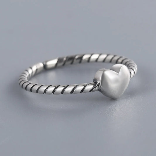 Wholesale Vintage Style Heart Shape Sterling Silver Open Ring