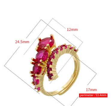 Wholesale Vintage Style Lines Copper Epoxy Plating Inlay Zircon Open Rings