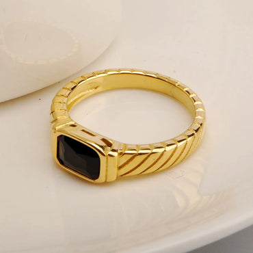 Wholesale Vintage Style Rectangle Titanium Steel Rhinestones Rings