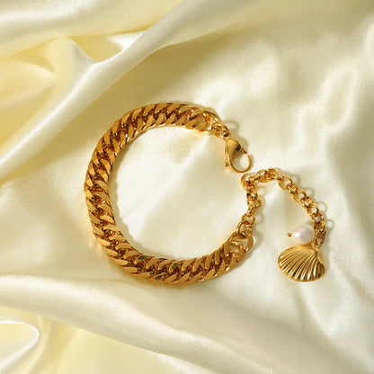 Wholesale Vintage Style Shell Stainless Steel Plating 18k Gold Plated Bracelets