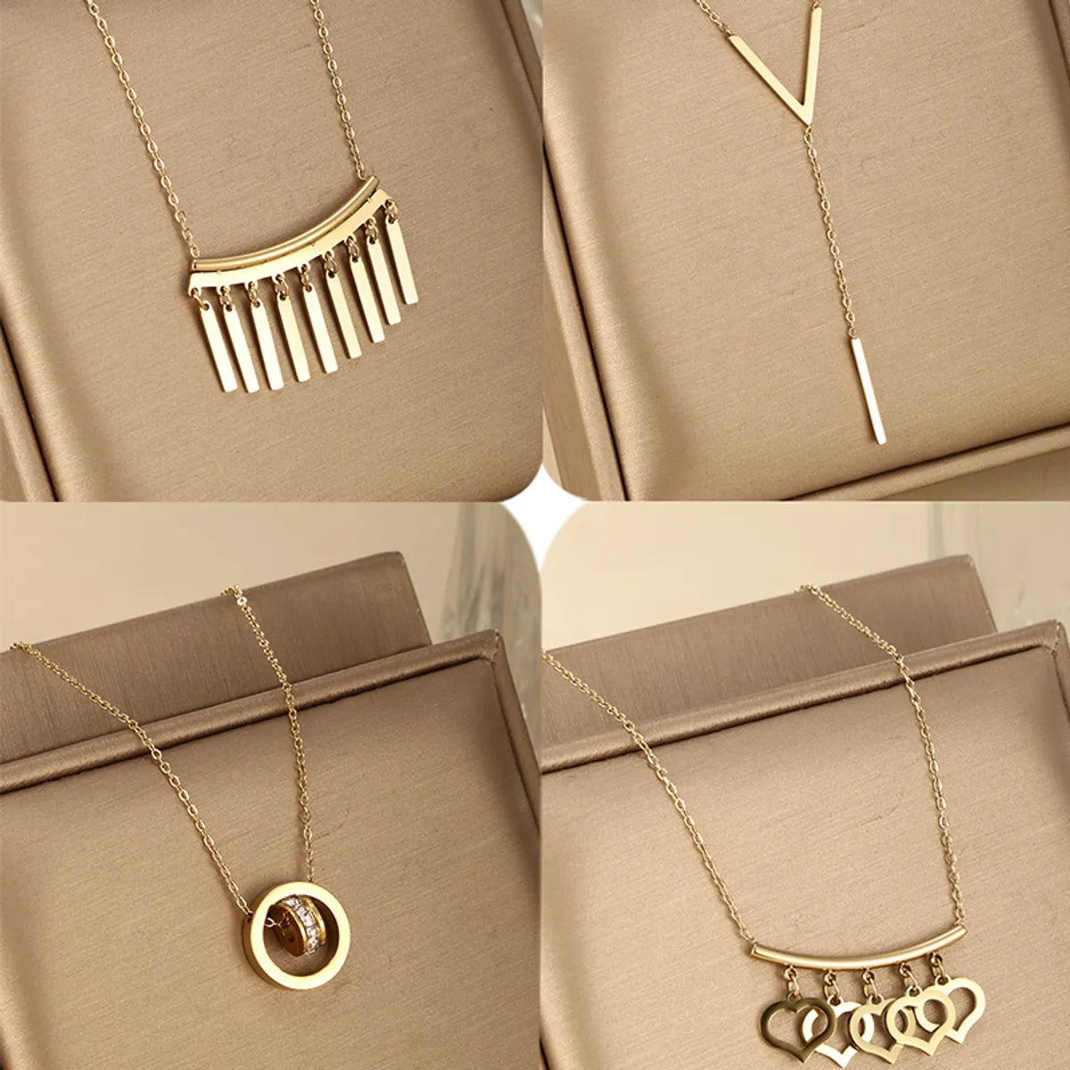 Wholesale Vintage Style Xuping Solid Color Stainless Steel Tassel Plating 14k Gold Plated Pendant Necklace