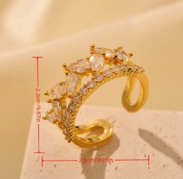 Wholesale Vintage Style Water Droplets Copper Plating Inlay Zircon Open Rings