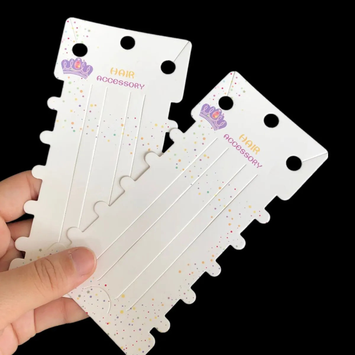 100pcs Simple White Necklace Card Paper Hair Rope Hair Clip Card Hair Ring Paper Card Purple Crown Set Packaging Spot