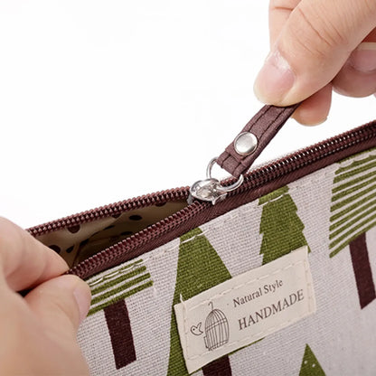 Women'S All Seasons Canvas Tree Plaid Basic Square Zipper Cosmetic Bag