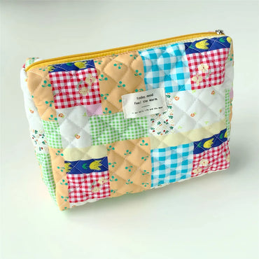 Women'S All Seasons Cotton Flower Elegant Square Zipper Cosmetic Bag