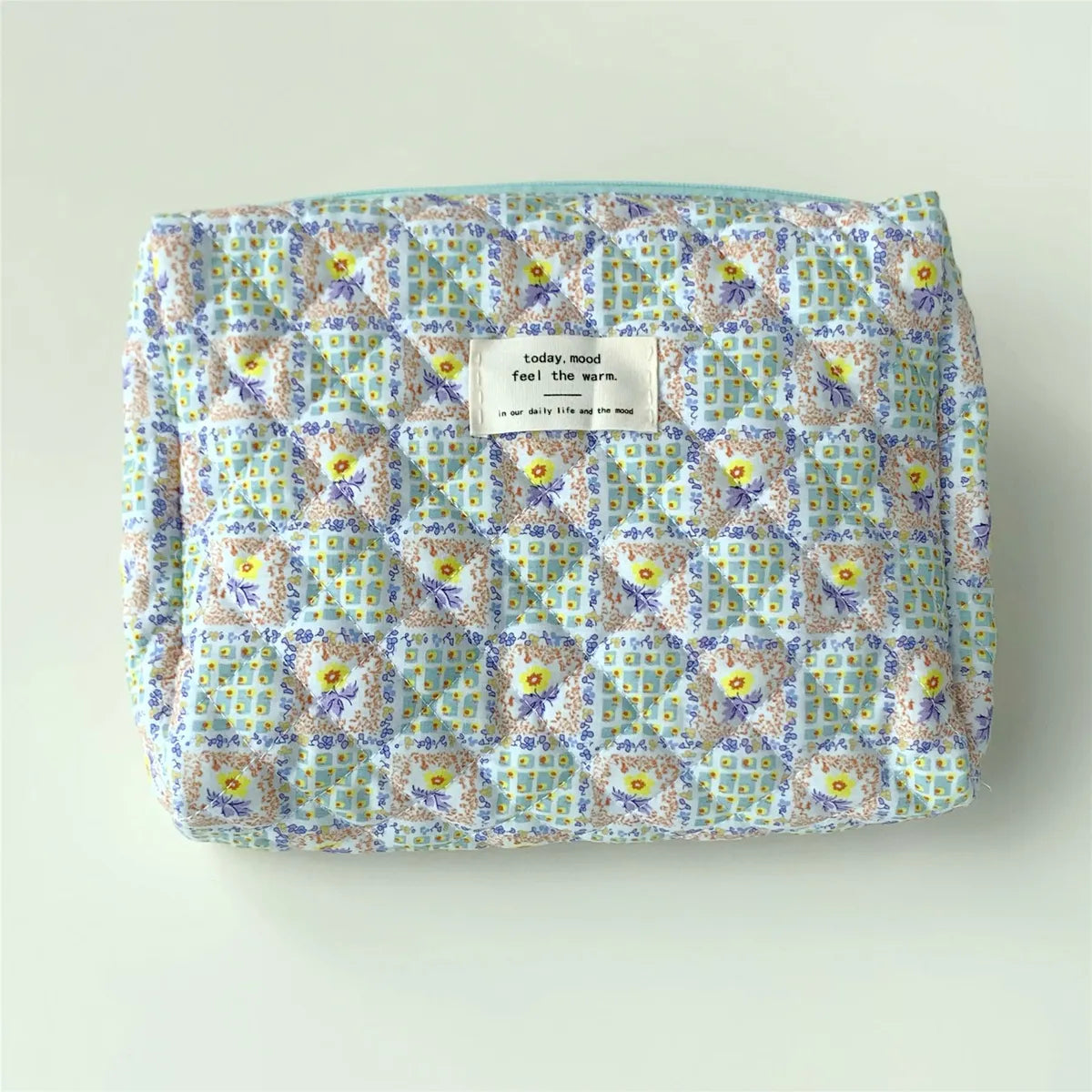 Women'S All Seasons Cotton Flower Elegant Square Zipper Cosmetic Bag