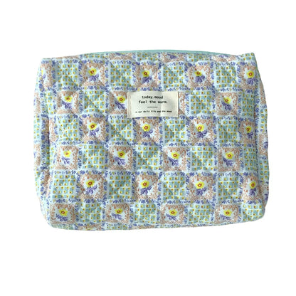 Women'S All Seasons Cotton Flower Elegant Square Zipper Cosmetic Bag