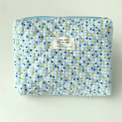 Women'S All Seasons Cotton Flower Elegant Square Zipper Cosmetic Bag