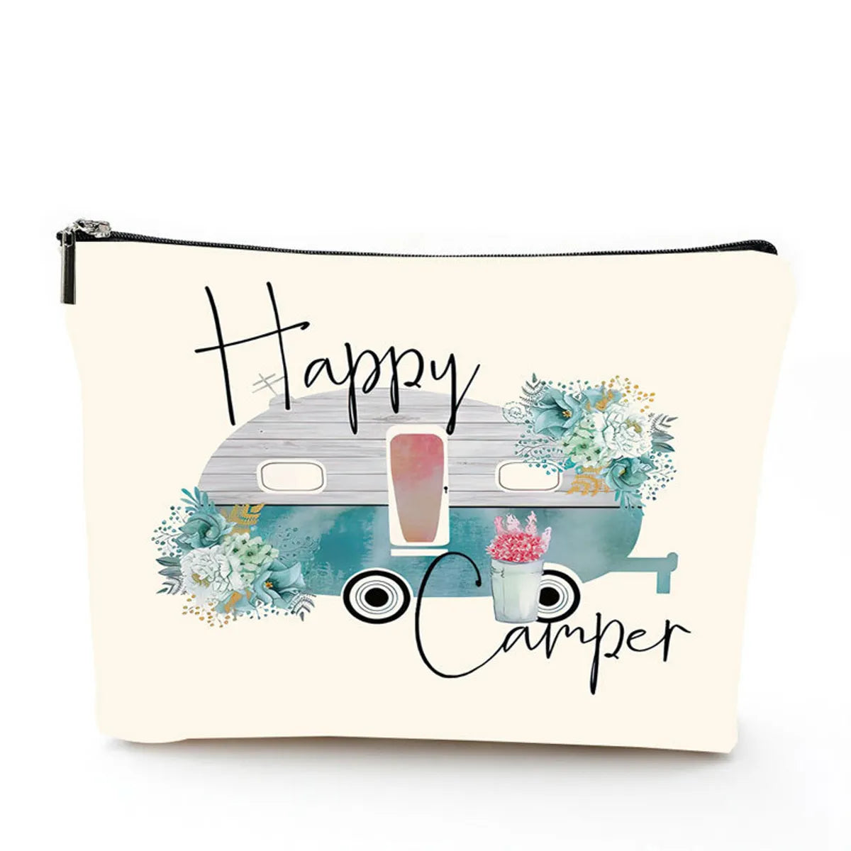 Women'S All Seasons Linen Cotton And Linen Animal Letter Flower Vacation Square Zipper Cosmetic Bag