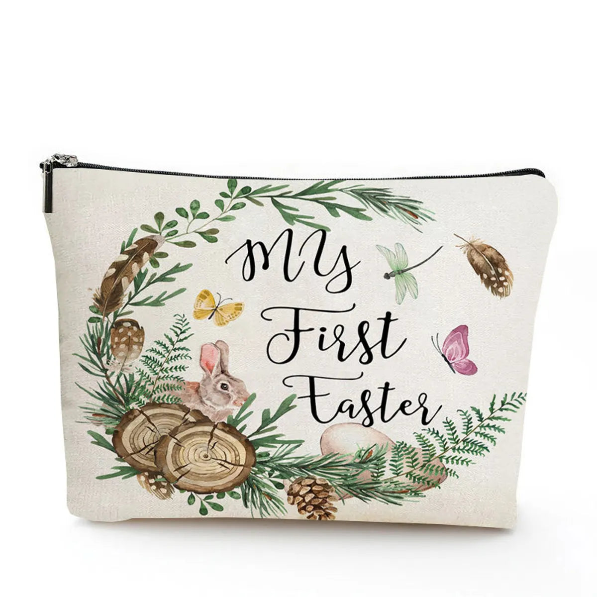 Women'S All Seasons Linen Cotton And Linen Animal Letter Flower Vacation Square Zipper Cosmetic Bag