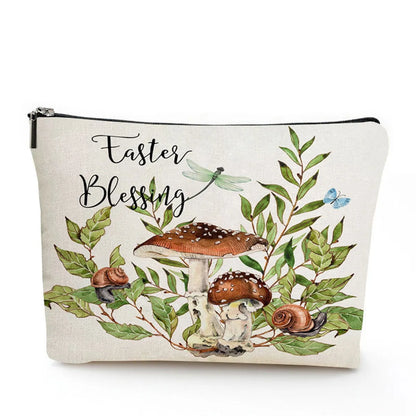 Women'S All Seasons Linen Cotton And Linen Animal Letter Flower Vacation Square Zipper Cosmetic Bag