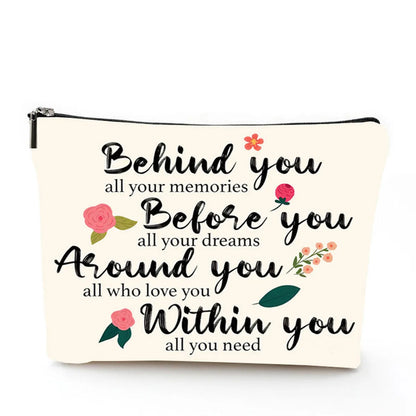 Women'S All Seasons Linen Cotton And Linen Animal Letter Flower Vacation Square Zipper Cosmetic Bag