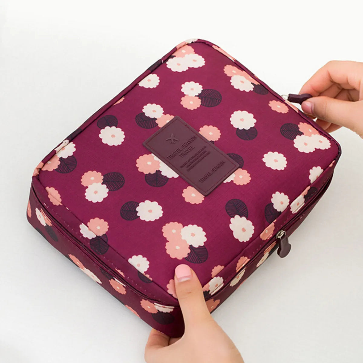 Women'S All Seasons Oxford Cloth Flower Fashion Square Zipper Cosmetic Bag