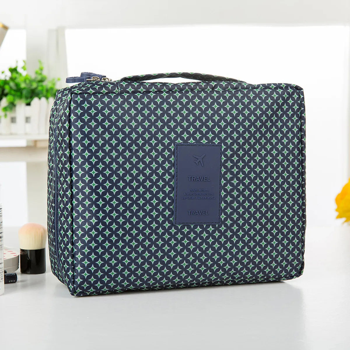 Women'S All Seasons Oxford Cloth Flower Fashion Square Zipper Cosmetic Bag