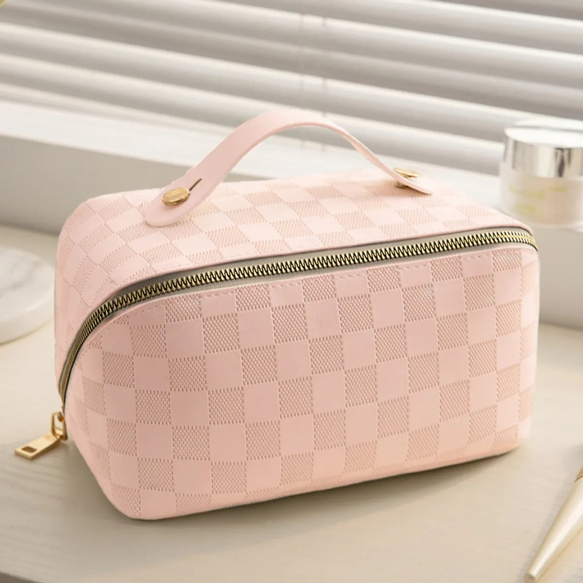 Women'S All Seasons Pu Leather Basic Cosmetic Bag