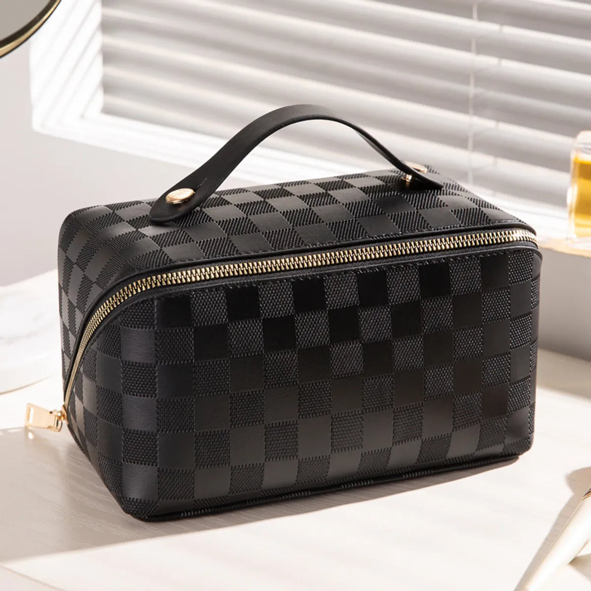 Women'S All Seasons Pu Leather Basic Cosmetic Bag