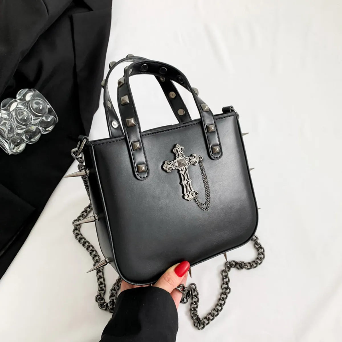 Women'S All Seasons Pu Leather Cross Solid Color Streetwear Square Magnetic Buckle Handbag Square Bag