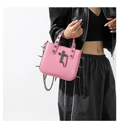 Women'S All Seasons Pu Leather Cross Solid Color Streetwear Square Magnetic Buckle Handbag Square Bag