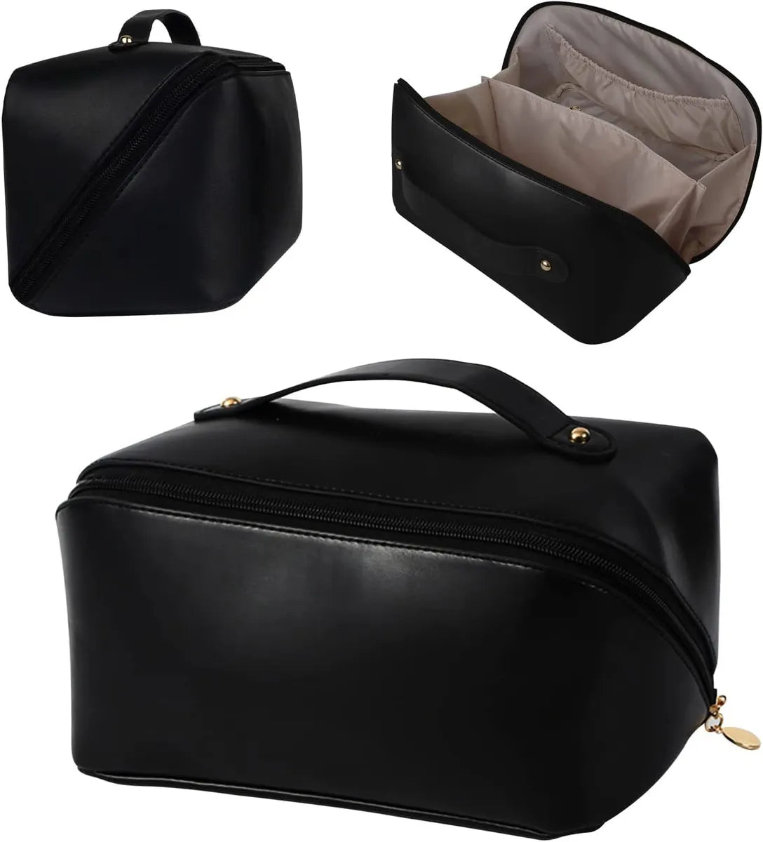 Women'S All Seasons Pu Leather Solid Color Basic Square Zipper Cosmetic Bag