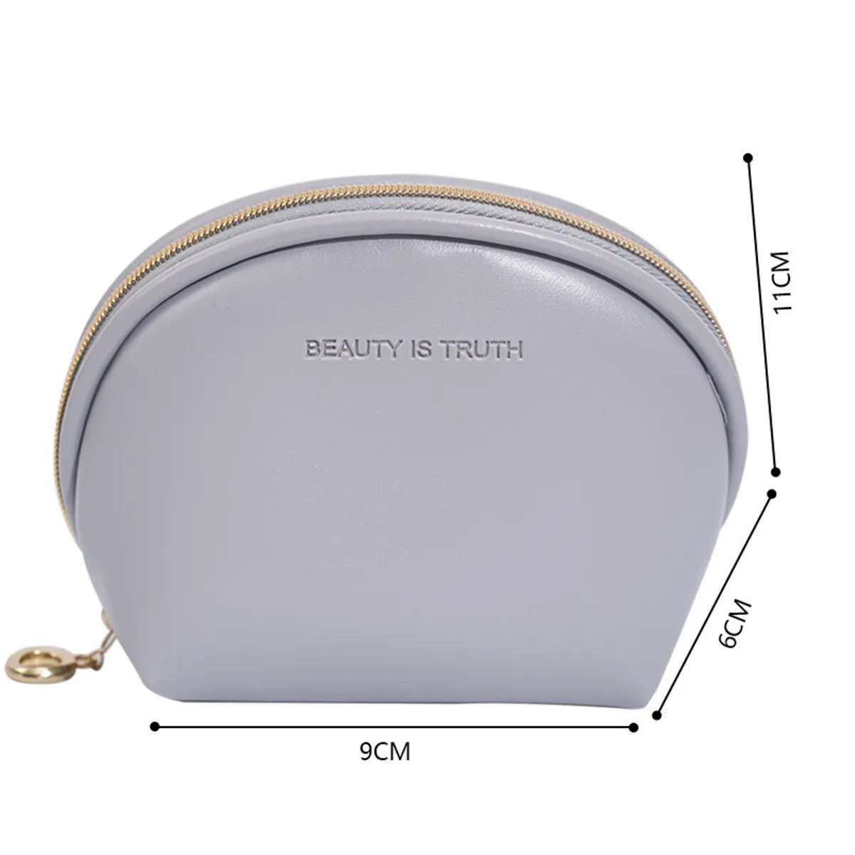 Women'S All Seasons Pu Leather Solid Color Fashion Semicircle Zipper Cosmetic Bag