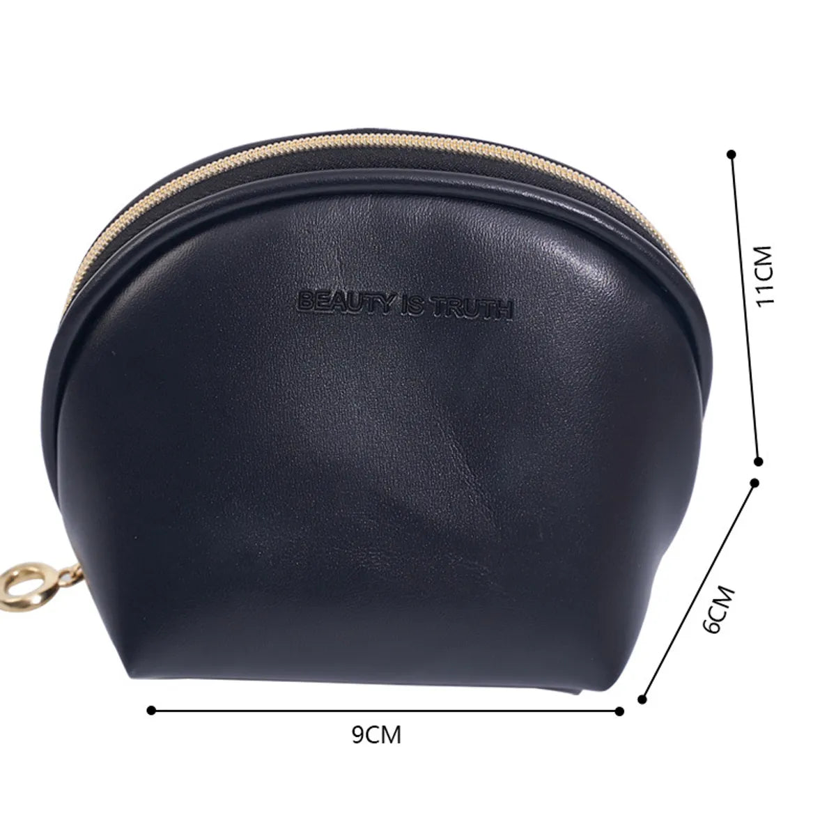 Women'S All Seasons Pu Leather Solid Color Fashion Semicircle Zipper Cosmetic Bag