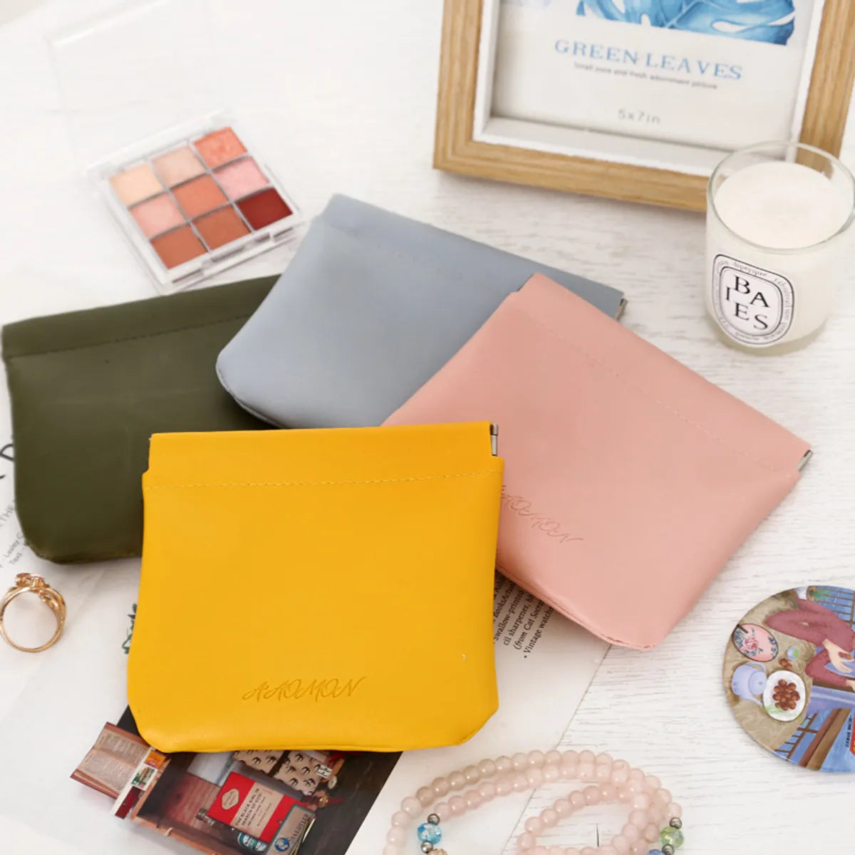 Women'S All Seasons Pu Leather Solid Color Simple Style Square Cosmetic Bag