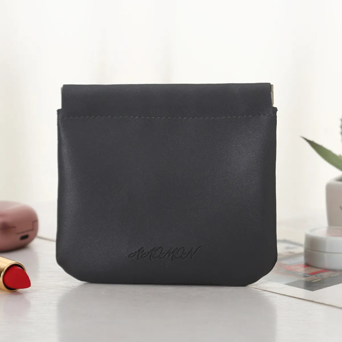 Women'S All Seasons Pu Leather Solid Color Simple Style Square Cosmetic Bag