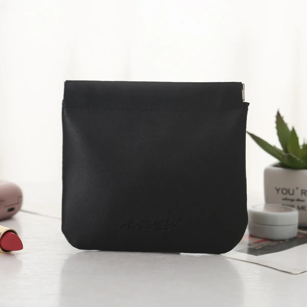 Women'S All Seasons Pu Leather Solid Color Simple Style Square Cosmetic Bag