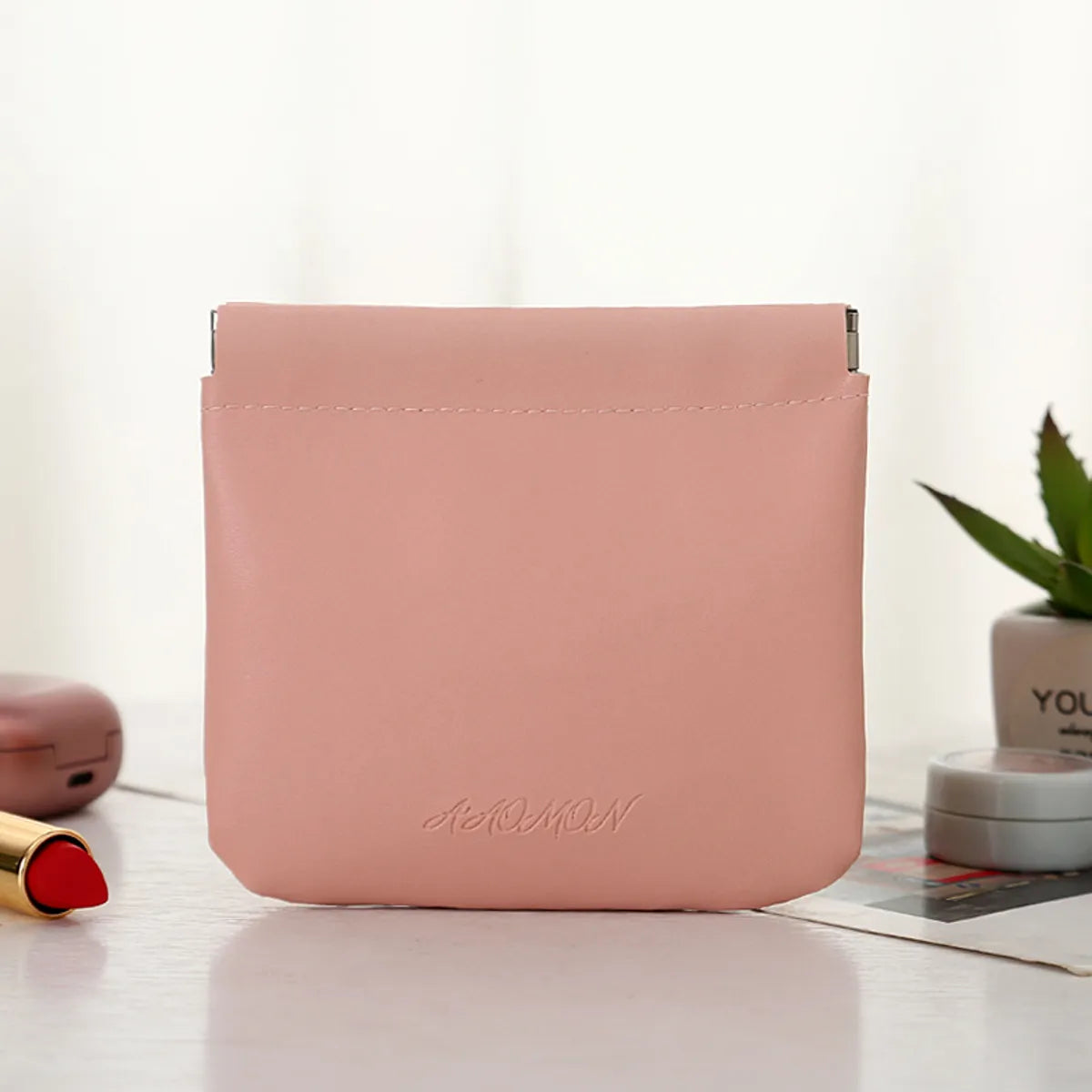 Women'S All Seasons Pu Leather Solid Color Simple Style Square Cosmetic Bag