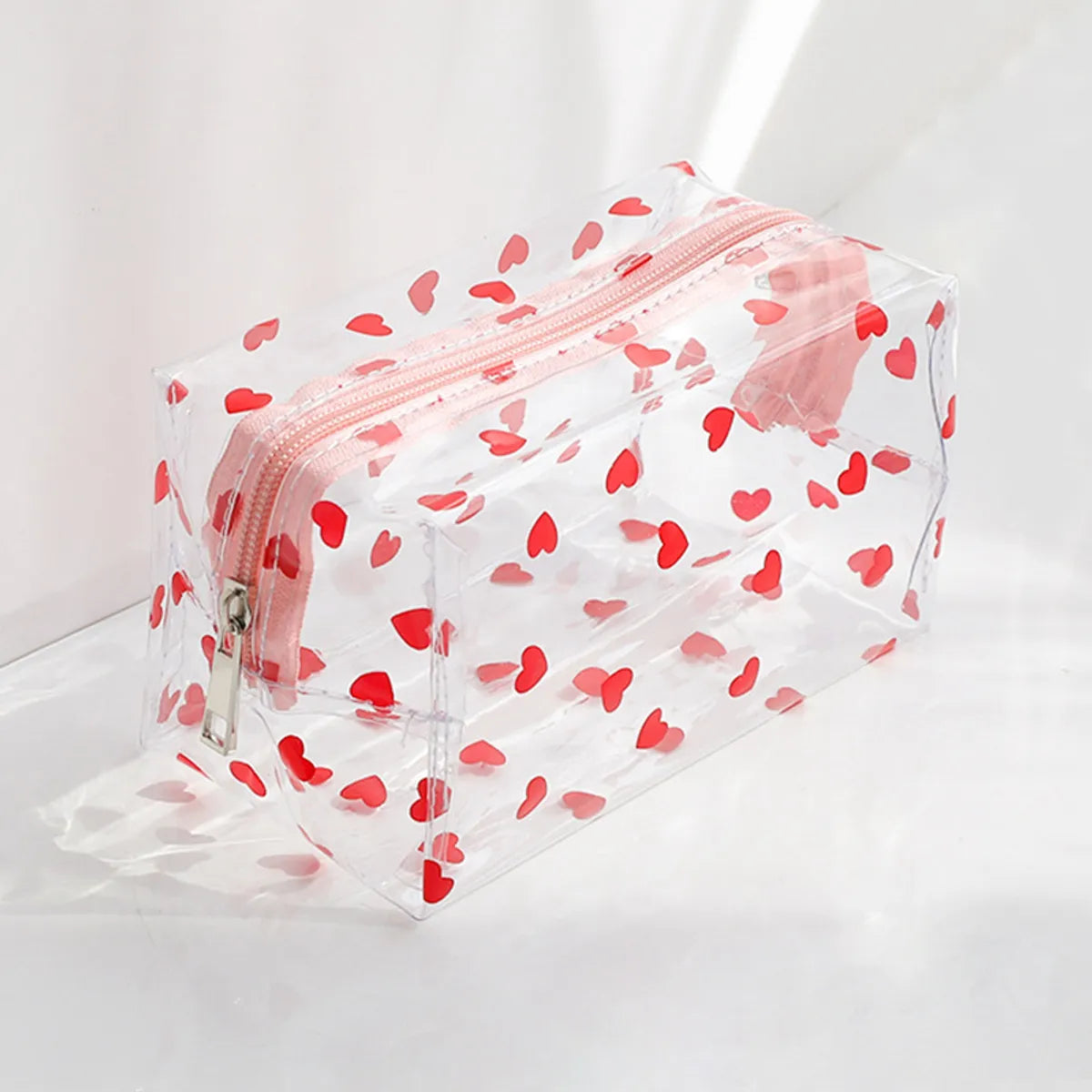 Women'S All Seasons Pvc Cartoon Fruit Flower Cute Transparent Square Zipper Cosmetic Bag