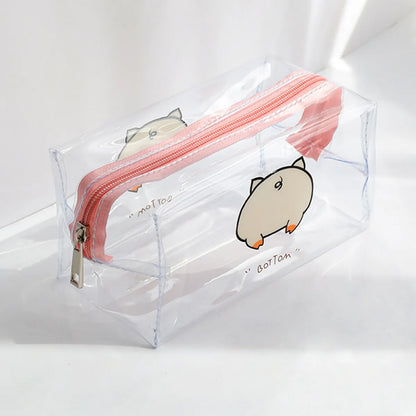 Women'S All Seasons Pvc Cartoon Fruit Flower Cute Transparent Square Zipper Cosmetic Bag