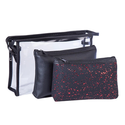 Women'S All Seasons Pvc Pu Leather Solid Color Fashion Sequins Square Cosmetic Bag