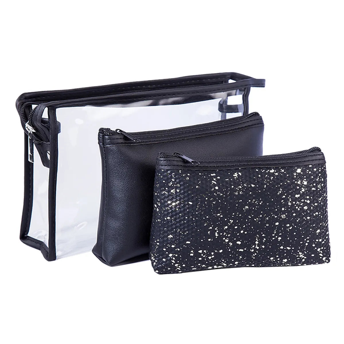 Women'S All Seasons Pvc Pu Leather Solid Color Fashion Sequins Square Cosmetic Bag