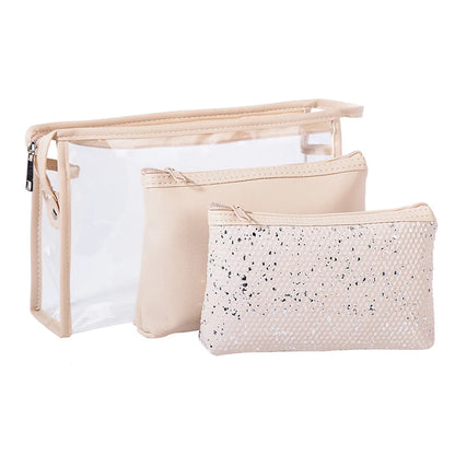 Women'S All Seasons Pvc Pu Leather Solid Color Fashion Sequins Square Cosmetic Bag