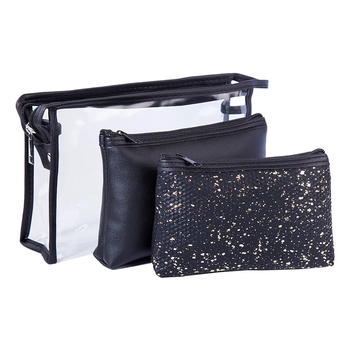 Women'S All Seasons Pvc Pu Leather Solid Color Fashion Sequins Square Cosmetic Bag