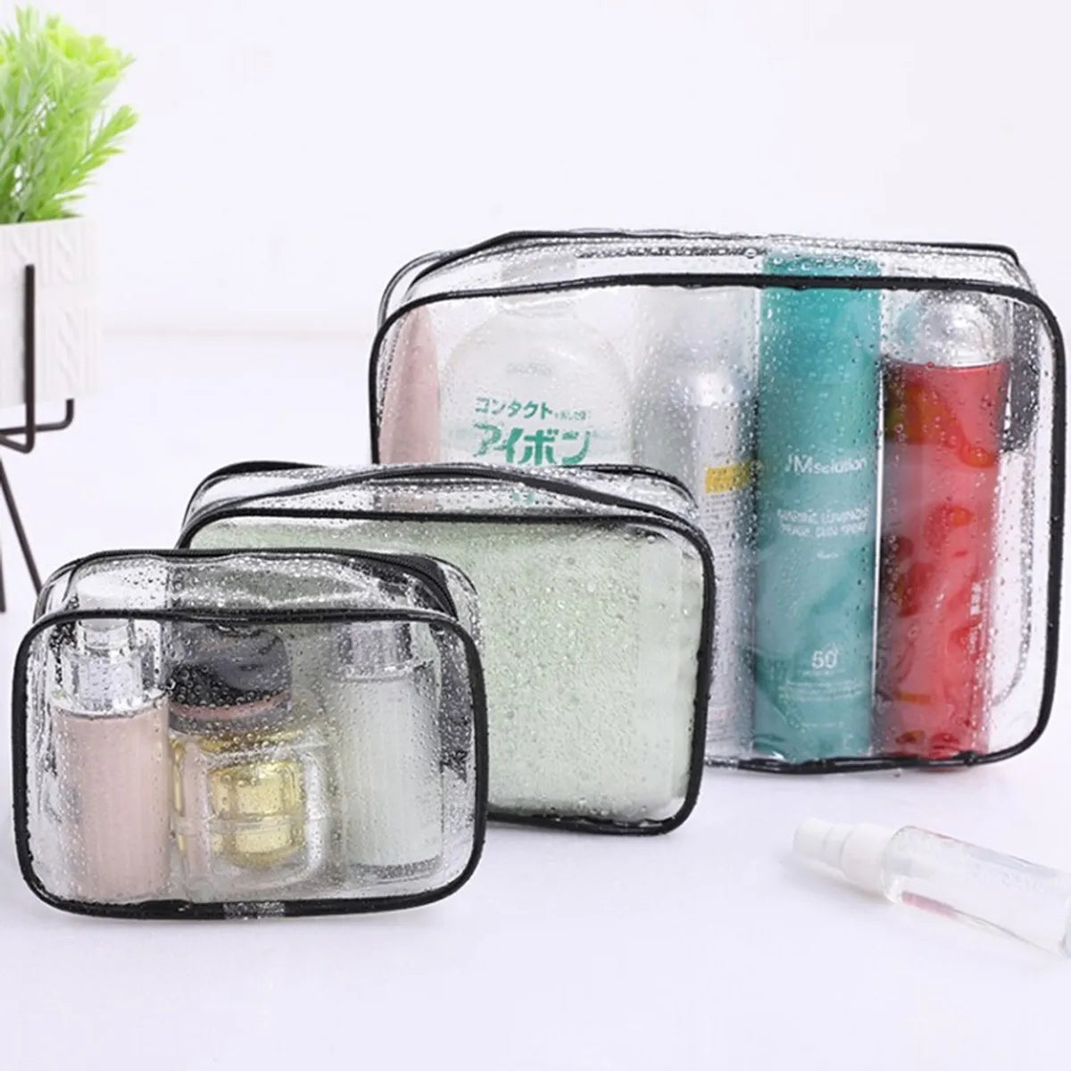 Women'S All Seasons Pvc Solid Color Fashion Transparent Pillow Shape Zipper Cosmetic Bag