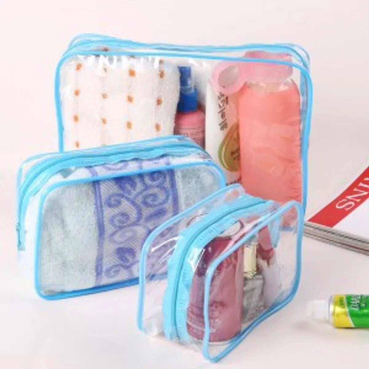 Women'S All Seasons Pvc Solid Color Fashion Transparent Pillow Shape Zipper Cosmetic Bag