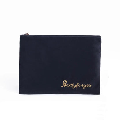 Women'S All Seasons Velvet Cloth Letter Fashion Zipper Cosmetic Bag