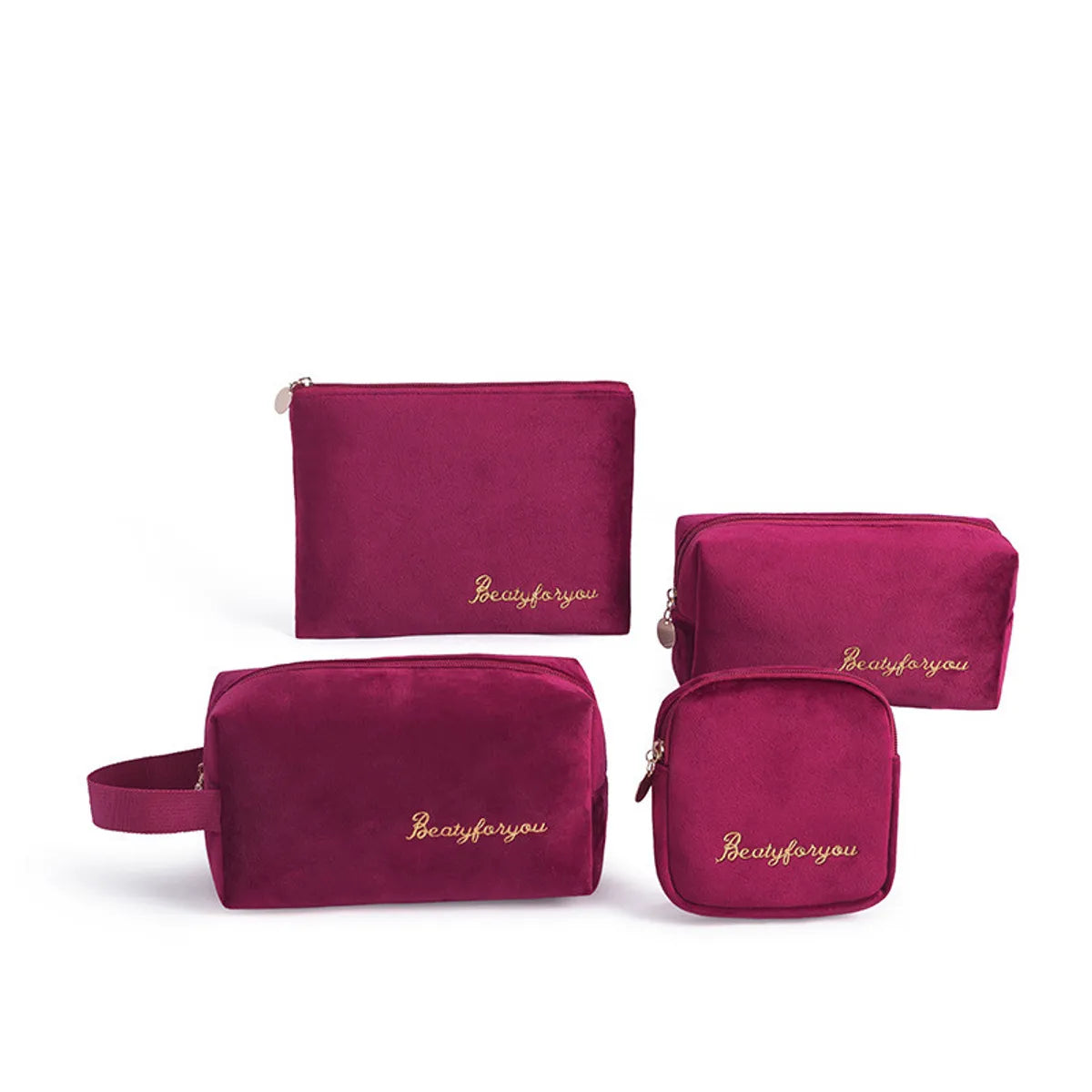 Women'S All Seasons Velvet Cloth Letter Fashion Zipper Cosmetic Bag