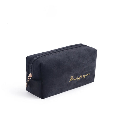 Women'S All Seasons Velvet Cloth Letter Fashion Zipper Cosmetic Bag