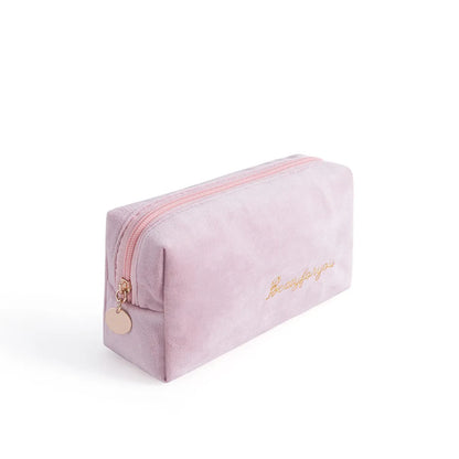 Women'S All Seasons Velvet Cloth Letter Fashion Zipper Cosmetic Bag