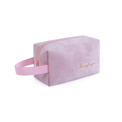 Women'S All Seasons Velvet Cloth Letter Fashion Zipper Cosmetic Bag