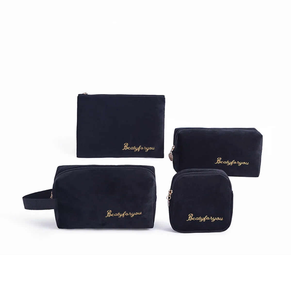 Women'S All Seasons Velvet Cloth Letter Fashion Zipper Cosmetic Bag