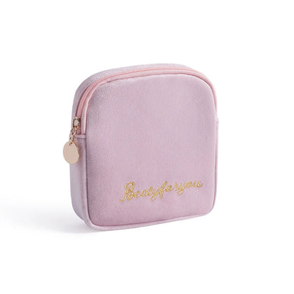 Women'S All Seasons Velvet Cloth Letter Fashion Zipper Cosmetic Bag