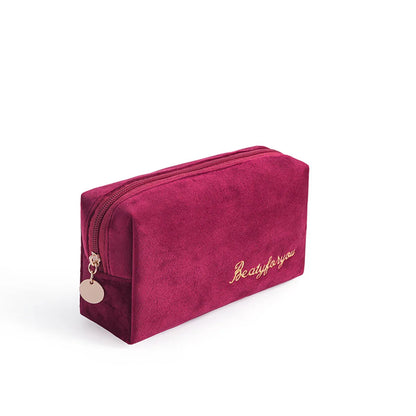 Women'S All Seasons Velvet Cloth Letter Fashion Zipper Cosmetic Bag