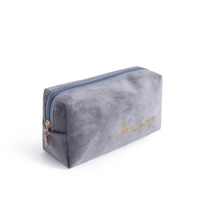 Women'S All Seasons Velvet Cloth Letter Fashion Zipper Cosmetic Bag