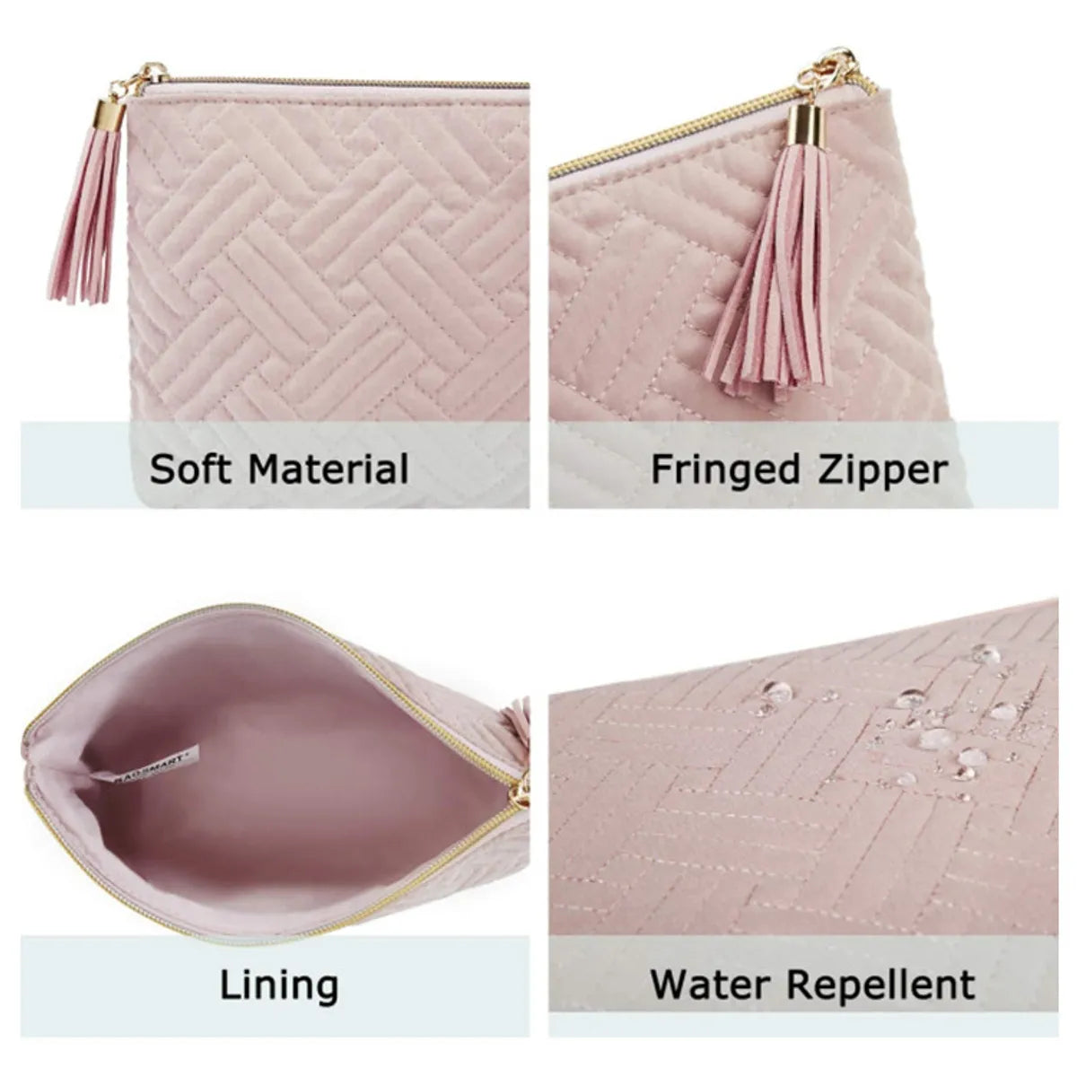 Women'S All Seasons Velvet Solid Color Basic Square Zipper Cosmetic Bag Travel Bag Wash Bag